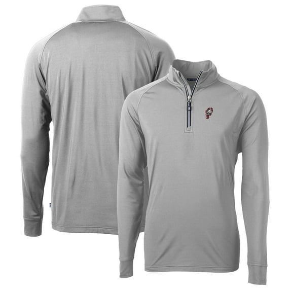 Men's Cutter & Buck Gray Ohio State Buckeyes Adapt Eco Knit Stretch Recycled Quarter-Zip Pullover Top