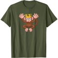 thumbnail image 1 of Fun Monkey Wearing King Crown Cute Animal Cartoon Character T-Shirt, 1 of 1
