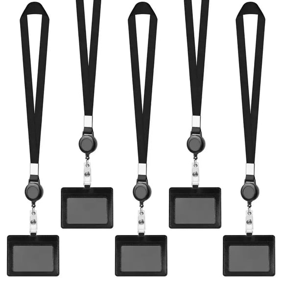 Retractable Breakaway Lanyard ID Badge Holder Adjustable Carabiner Thick Clear Plastic Badge Reel 4 Pack