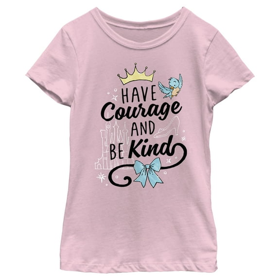 Girl's Cinderella Have Courage and Be Kind  Graphic Tee Light Pink Small