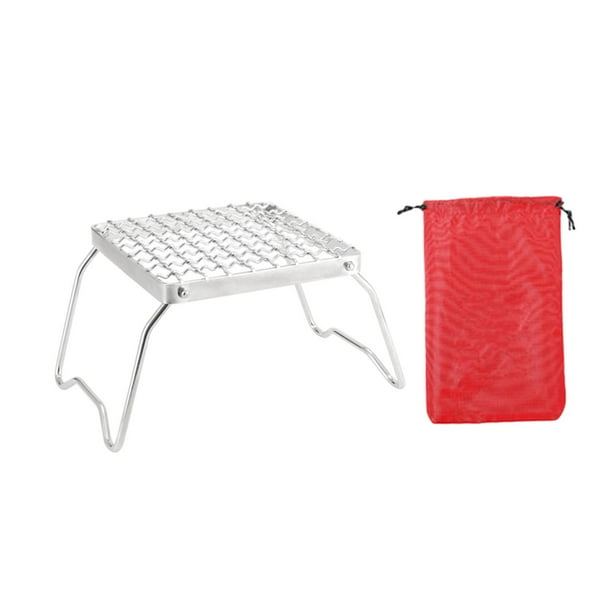 Mini parrilla para campamento, soporte para estufa, resistente, portátil, plegable, para fogatas, barbacoas, senderismo, pesca y camping al aire libre