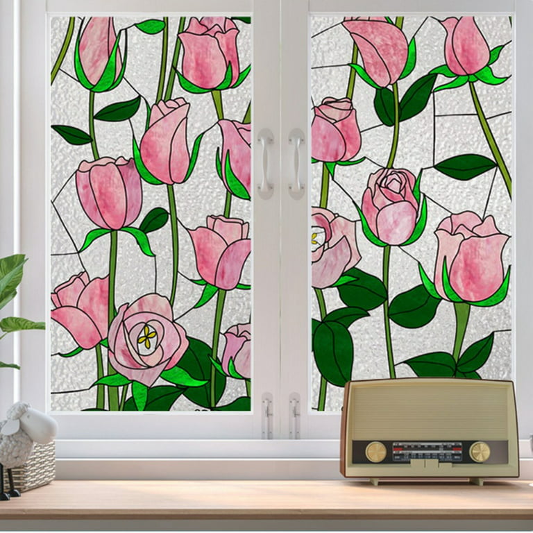 Art Design Glass Stickers Window Stickers Light-transmitting Opaque Frosted  Film Window Paper Anti-light Anti-peep Rose Tulip - Decorative Films -  AliExpress