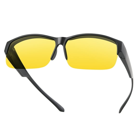 TINHAO Night Vision Driving Glasses Fit Over Eyeglasses for Men Women Wear Over Glasses UV Protection