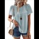thumbnail image 3 of Blusas de Informales de Corta con Cuello Redondo y Dobladillo de Encaje para Mujer, Estilo Bohemio, de Verano, 2025 Gris Verde S, 3 of 10