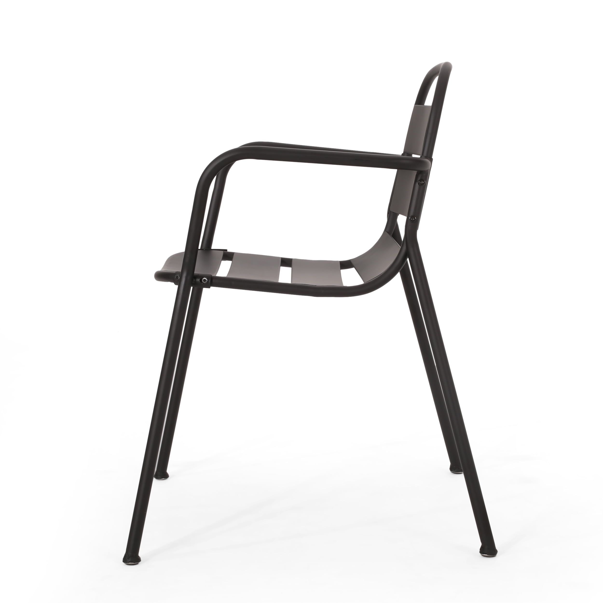 Scaggs Metal Outdoor 3 Piece Bistro Set, Matte Black
