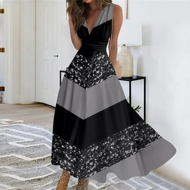 Woman Dress clearance Women's Long Dress Maxi Dress Casual Dress Summer Casual Sleeveless V Neck Boho Waist Retro Printed Dress