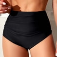 thumbnail image 2 of Staron Women High Waist Bikini Bottoms Solid Color Swimsuit Swim Pants Casual Beach Bathing Shorts, Black XL, 2 of 7