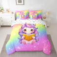 thumbnail image 2 of Feelyou Kawaii Unicorn Animal Twin Bedding Sets 7-Piece for Kid, Stars Rainbow Glitter Bedding Comforter Set, Cute Cartoon Theme Reversible Sheet Sets, Microfiber Bedroom Decor, 2 of 7