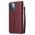 thumbnail image 5 of Compatible for iPhone 14 Wallet Case with Premium PU Leather Card Slots Holder Photograph Slot Cover, Soft Silicone Shockproof Magnetic Clasp Kickstand Wrist Strap Flip Folio Case,Winered, 5 of 6