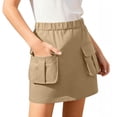 thumbnail image 4 of FchengtaiS Girls Cargo Skirt High Elastic Waist Mini Skirt Summer Casual Daily Sports Skirts with Pockets, 4 of 6