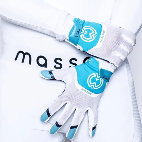 Massov EVO2 Men's Football Gloves, Blue Iridescent, Small