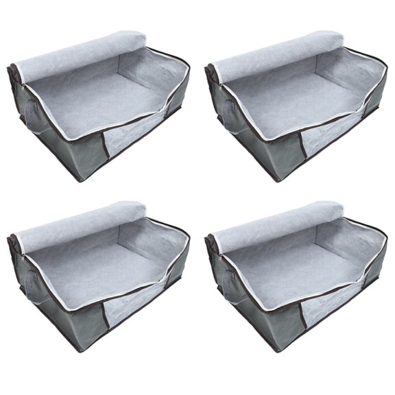 BESTYASH 4Pcs Grey Multipurpose Storage Container for Bedroom Clothes and Shoes Organizer