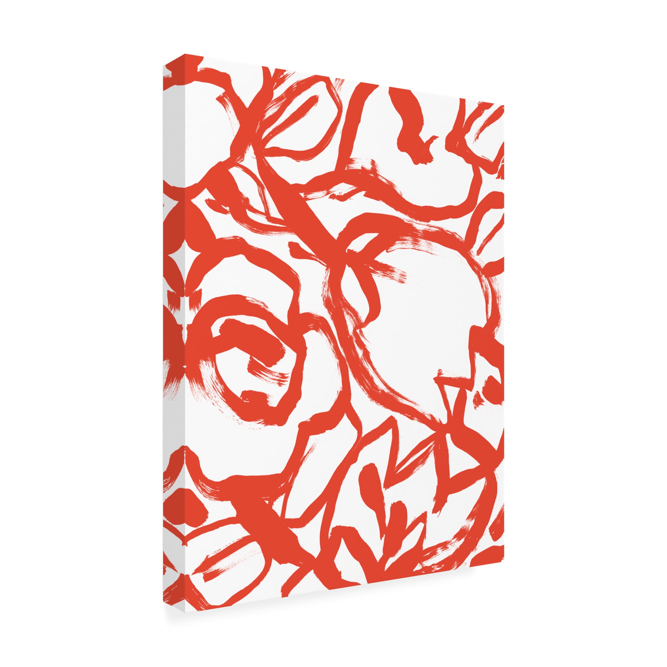 Trademark Fine Art June Erica Vess Red Brush Floral II Canvas Wall Art