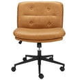 thumbnail image 1 of Chaise Croisée, Chaise de Bureau pour s'Asseoir en Tailleur, Chaise de Bureau Sans Accoudoirs avec Roulettes, Chaise Pivotante pour Coiffeuse, Siège Élargi, Hauteur Ajustable, Brun, 1 of 8