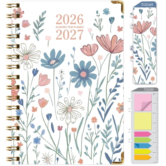 2026-2027 Excello Brands 5.5" x 8" Academic Year Hardcover Fashion Planner, Weekly/Monthly, 14 Month, Colorful Botanicals