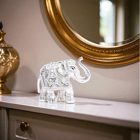 Silver Plated Decorative Elephant Figurine - Home Decor Item