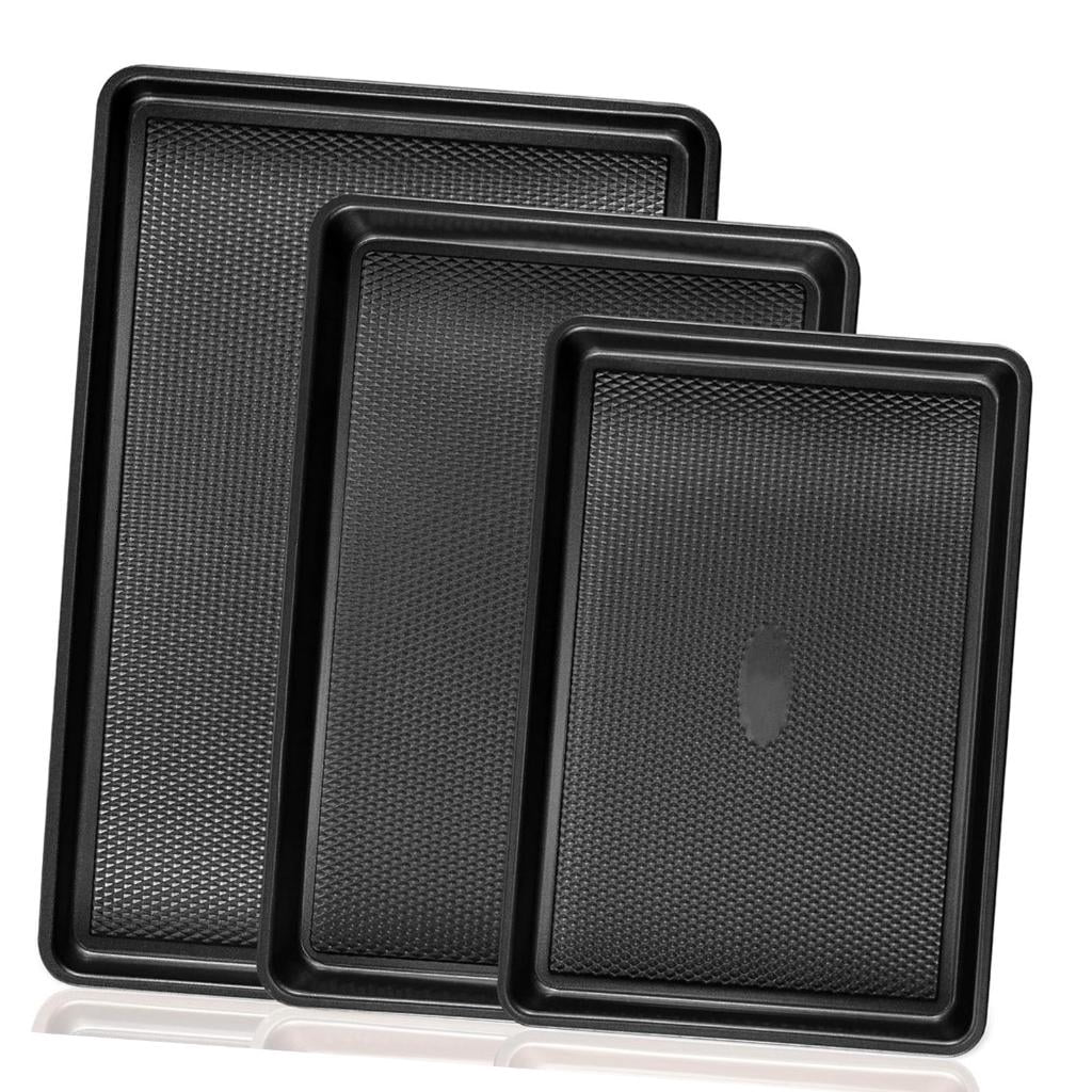 HannLk 【3-Pack】Carbon Steel Baking Sheets Set for Oven, Perfect for Baking Bread, Cakes & Roasting for Home Kitchen