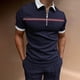 thumbnail image 4 of Gibobby Playera Polo Hombre Polo de piqué de algodón sólido de Manga Corta para Hombre(Marina,CH), 4 of 5