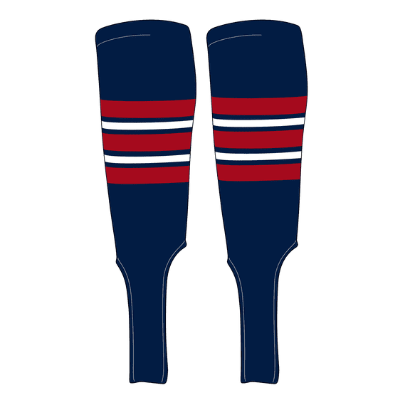 MK Socks Traditional Baseball Stirrups Pattern E-7 Navy, Red, White