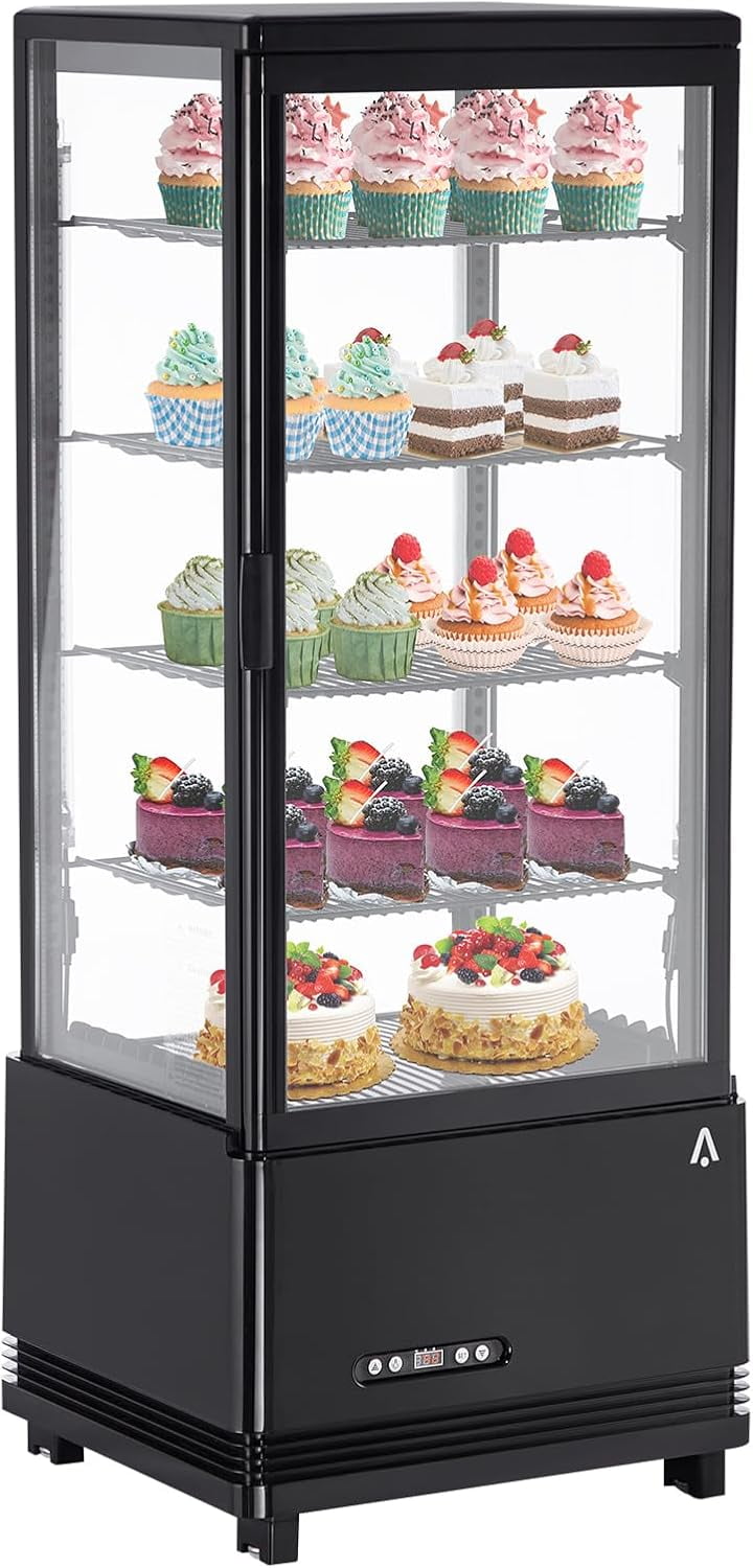Commercial Refrigerator - 3.46 cu.ft. 98L, Upright Beverage Cooler, Countertop Design with LED Light, Ideal for Home, Store, Gym, Office, and Cafe Restaurant