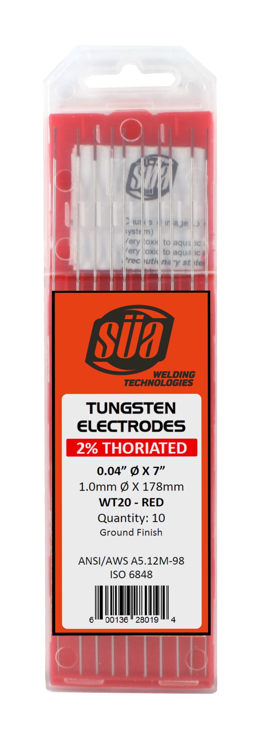 SÜA 1/8" & 5/32" x 6" Red Tip Mixed Sizes 2% Thoriated Tungsten Electrode 
