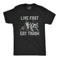 thumbnail image 1 of Mens Live Fast Eat Trash T Shirt Funny Raccoon Garbage Graphic Novelty Tee (Heather Black) - M, 1 of 3
