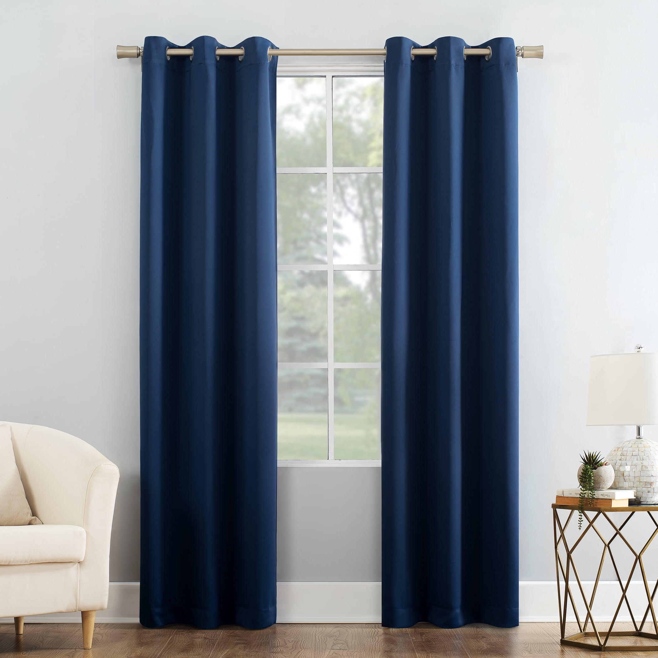 Mainstays Blackout Energy Efficient Grommet Single Curtain Panel, 40"x84", Blue