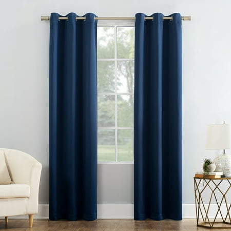 mainstays grommet blackout single curtain panel, blue, 40\"w x 84\"l ( 2 pack of 1 panel)
