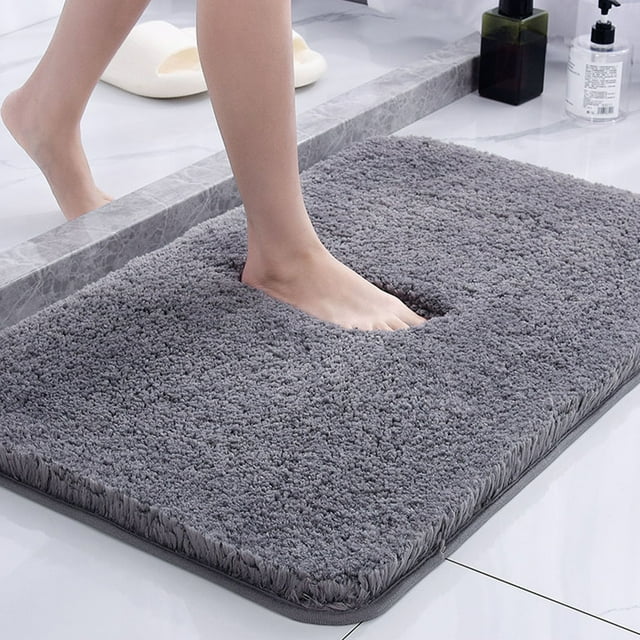High Pile Absorbent Non-Slip Bathroom Rug Mat - Soft Machine Washable Carpet for Toilet, Shower, and Bedroom Door