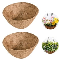 Leaveforme 2 PCS 35cm/13 78" Round Coco Liners Hanging Basket Natural Replacement Coconut Fiber Liner for Garden Flower Pot Vegetables Herbs