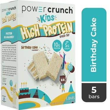 Power Crunch Kids High Protein Snack Bars, Birthday Cake, 1.13 oz, 5 Count