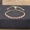 thumbnail image 2 of Gold-Tone Cubic Zirconia Rectangle Micro Pave Smooth Slider Bracelet Pink T120, 2 of 2