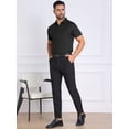 thumbnail image 4 of DARING DIVA Men's Button Down Point Collar Short Sleeve Business Dress Shirt M Black, 4 of 7