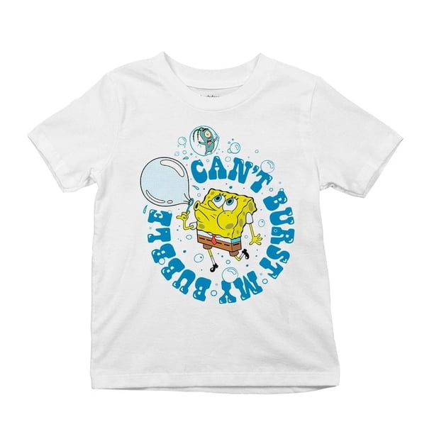 Playera Bob Esponja Fan Army Talla 6 manga corta estampado Plankton can´t burst blanca