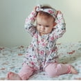 thumbnail image 3 of Conjunto De 3 Piezas De Ropa Para Bebé, Camisa Floral Con Volantes, Pantalones, Diadema (Rosa 18-24 Meses), 3 of 5