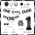 thumbnail image 5 of One Cool Dude 1st Birthday Party Decorations Boys, Silver Black Balloon Garland Arch Kit with One Cool Dude Banner Cake Topper High Chair Banner, Glitter Sunglasses Cards for Baby Boy First Birthday, 5 of 6