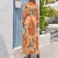 thumbnail image 3 of Vintage Floral Scroll Pattern Women's Long Dress Long Sleeves Dress Vintage Dresses Party Maxi Dress High Waist Dress, 3 of 4