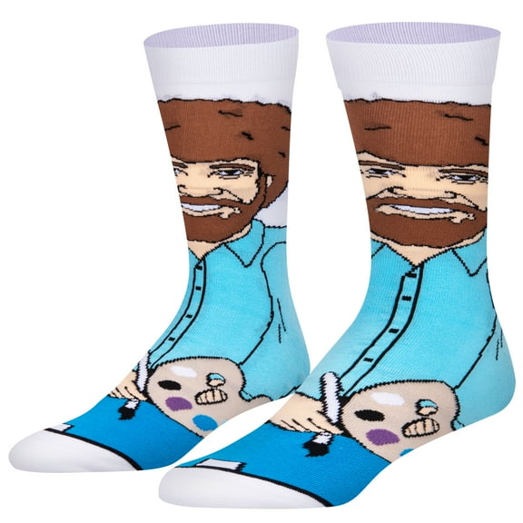 ODD SOX, Men's Funny Designer Novelty Icons Socks, Bob Ross Crew, Large Adult