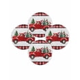 thumbnail image 7 of 15 Inch Round Placemats Set of 4, Christmas Truck Non Slip Heat Insulation PP Table Mats, Xmas Tree Red Plaid Snowflake Vintage Washable Place Mats for Kitchen Dining Party Table Decor, 7 of 7
