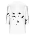 thumbnail image 4 of CYMMPU Flower Printed 3/4 Sleeve Loose Fit Blouses for Women Dressy Casual Fall Fashion Shirts Spring Tops V Neck Tunic Tops Business Elegant Work Topss L, 4 of 5