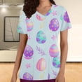 thumbnail image 1 of LSLJS Blouse T-shirt d'Infirmière de Pâques pour Femmes à Imprimé Oeuf et Lapin, Uniforme de Travail à Manches Courtes, Col en V, avec Poches, 1 of 5