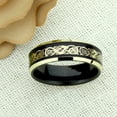 thumbnail image 6 of Tungsten Rings for Men Wedding Bands for Him Womens Wedding Bands for Her 8mm Black Yellow Gold Loyal Celtic Dragon Knot, 6 of 9