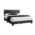 thumbnail image 6 of Glamorous 1pc Queen Size Bed W LED Charcoal Wool Fabric Upholstered Channel Tufted Platform Bed, 6 of 9