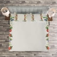 thumbnail image 3 of Ambesonne Victorian Quilted Bedspread Set 3 Pcs, Rose Garland Pastel, King Size, Red Yellow Green, 3 of 3