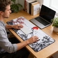 thumbnail image 4 of Large Pad Desk Mat With Leaf Print For Home Gaming And Study 300x800mm Rubber Keyboard Pad Home & Pad Nice Edge Thick Desk Mat Laptop Slip, 4 of 6