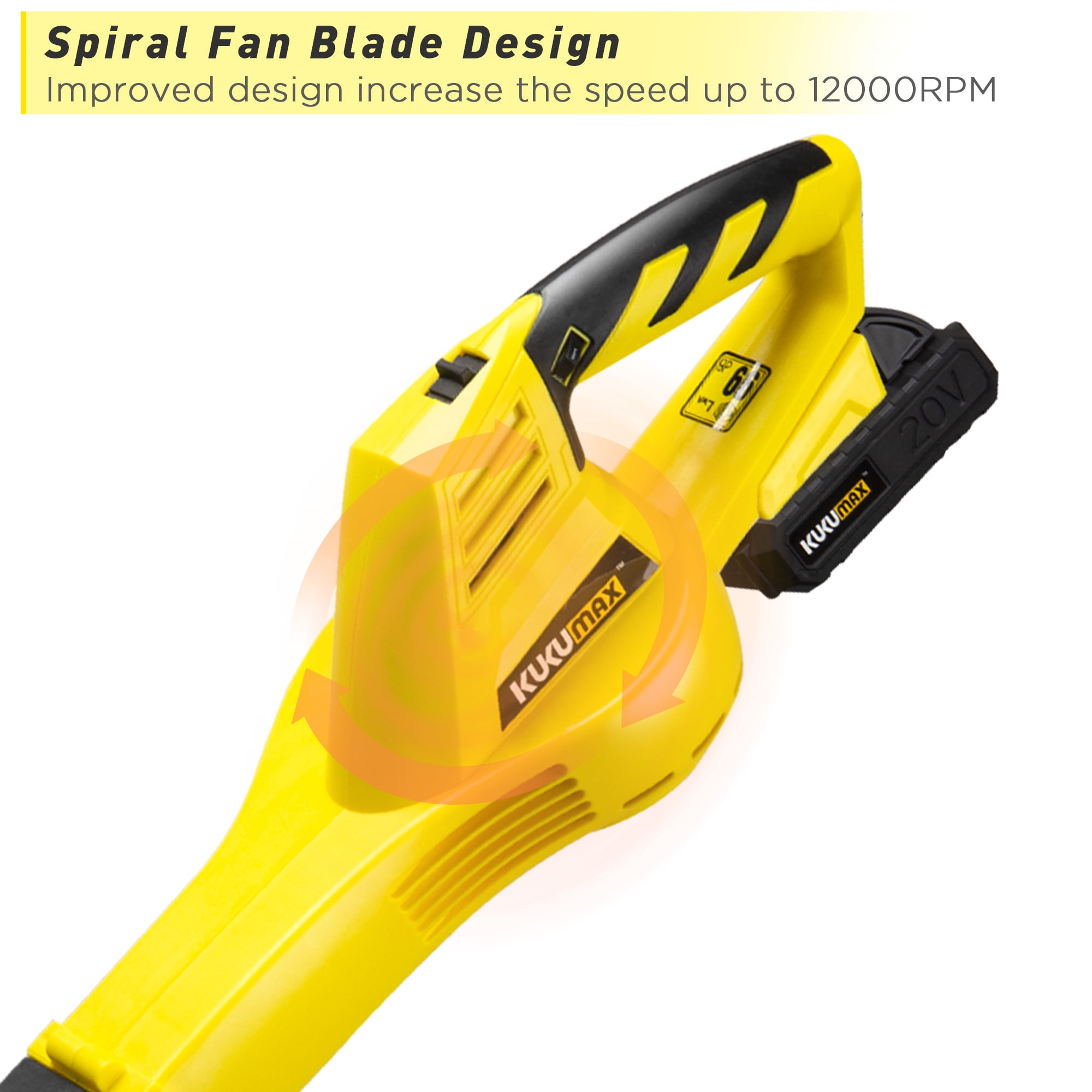 IPOW 20V 130 MPH 6 Speed Cordless Leaf Blower Sweeper, 2.0Ah Battery and Charger Included