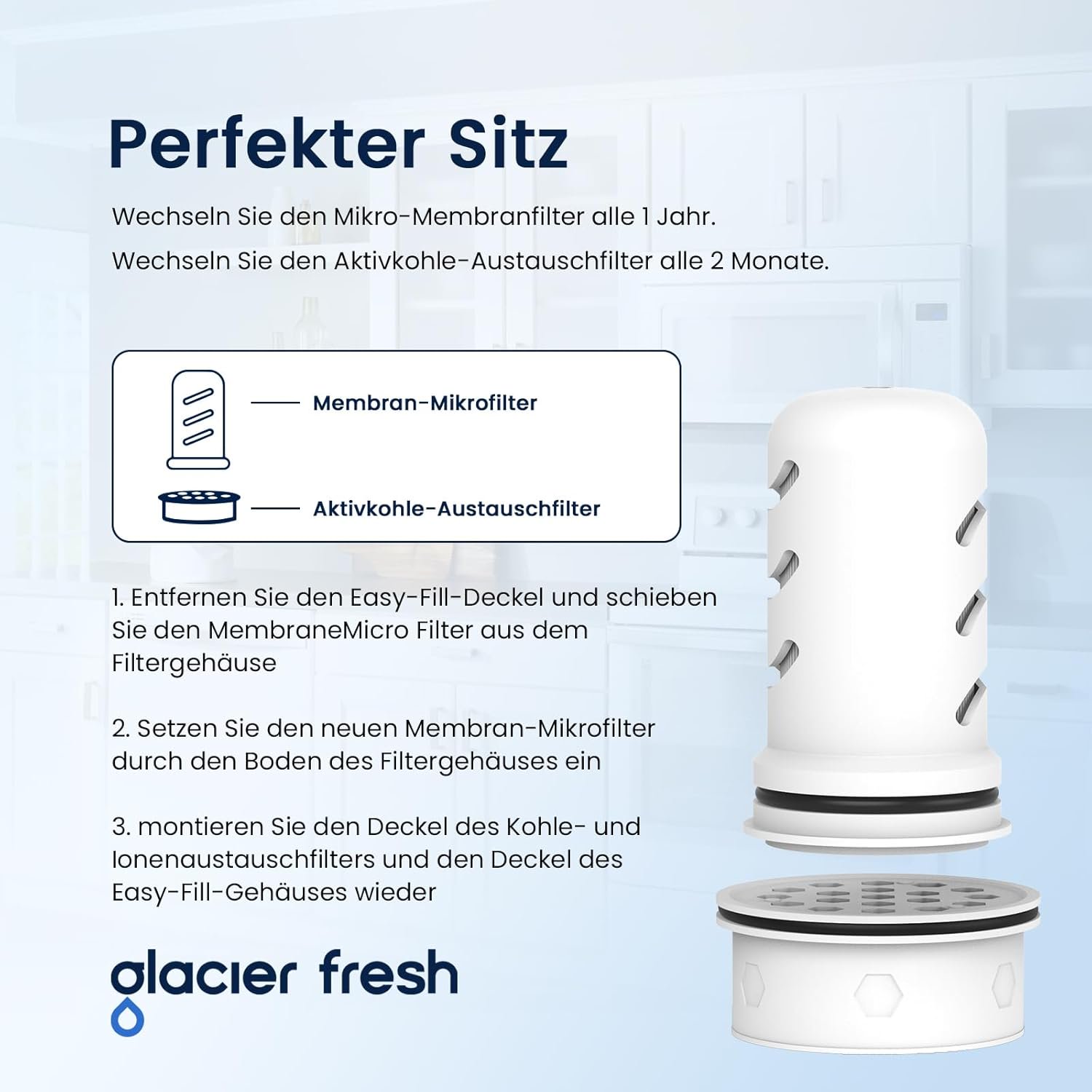 LS Home Water Filter Replacement - 4 Carbon + 2 Membrane Filters, Compatible With 18C Dispenser & 7C/10C Pitchers