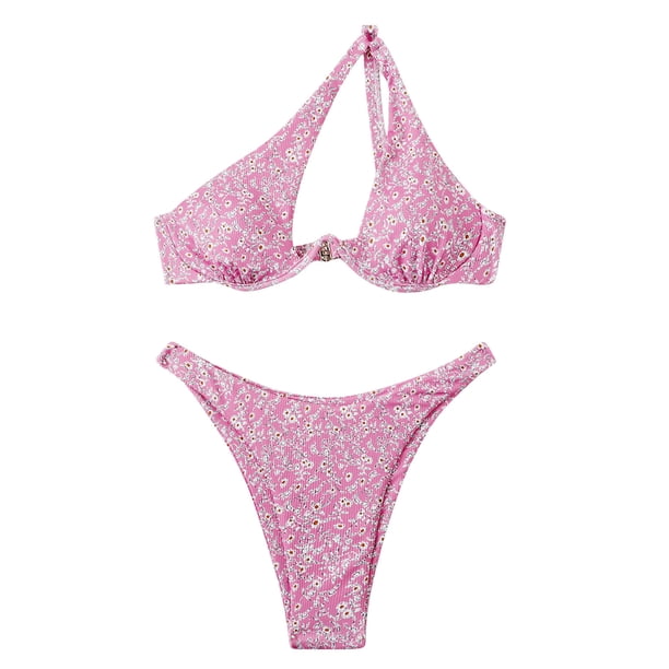 Traje de baño para mujer, bikini de dos piezas con soporte de acero y hombros divididos estampado para mujer, trajes de baño para mujer