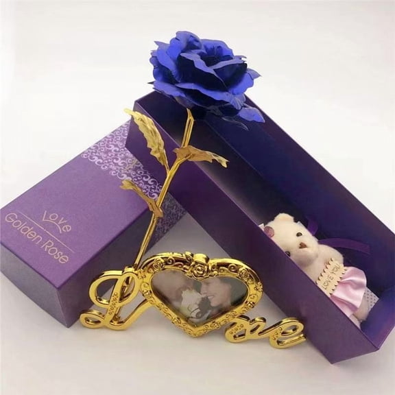 （Rose   Teddy Bear   Photo Frame Base）Christmas Rose Gifts for Her Mom,Purple Rose Present for Her,Sweet Artificial Flower for Wife,Grandma,Women,Christmas,Birthday,Anniversary,Valentines,Mothers Day