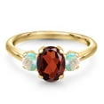thumbnail image 3 of Gem Stone King 2.00 Ct Oval Red Garnet White Simulated Opal 18K Yellow Gold Plated Silver Ring, 3 of 6